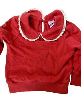 Hanna Andersson Red Lace-Trim Peter Pan Collar Sweatshirt
